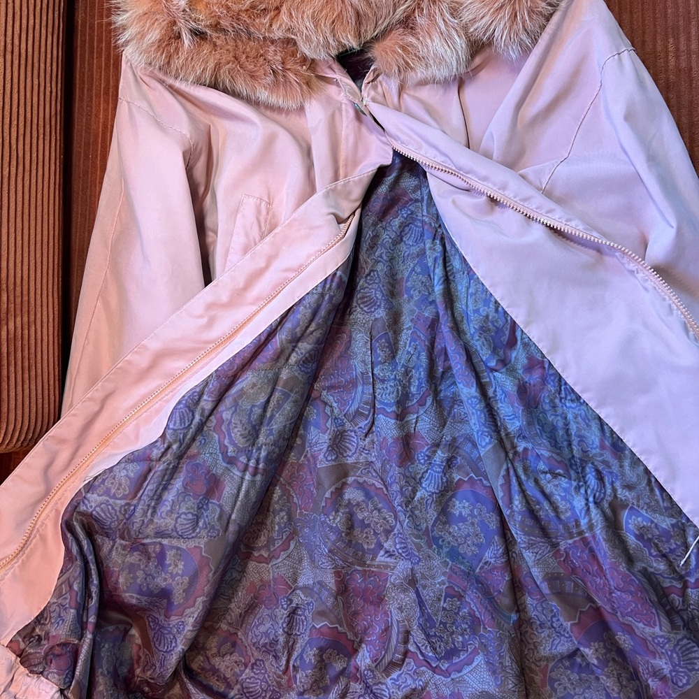 Pink Coat with Faux Fur Collar